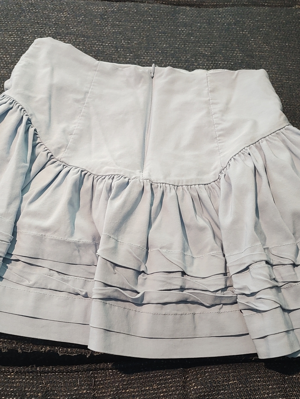 Light Blue Tiered Frill Ruffle Circle Mini Skirt Western Boho Flowy Feminine - Picture 5 of 5